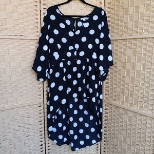 New York & Company Black and White Polka Dot Coverup High Low XXL